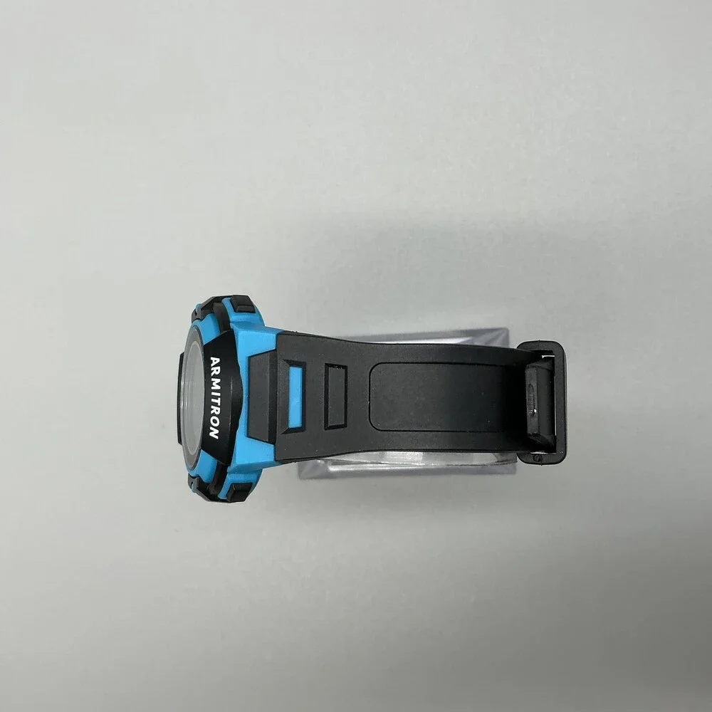 Armitron Pro Sport Boys Watch 36mm Digital Silver Tone Black Blue Strap 165FT WR